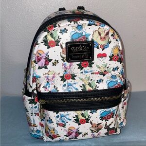 Loungefly Pokemon Eevee Evolutions Floral Traditional Tattoo Print Mini Backpack